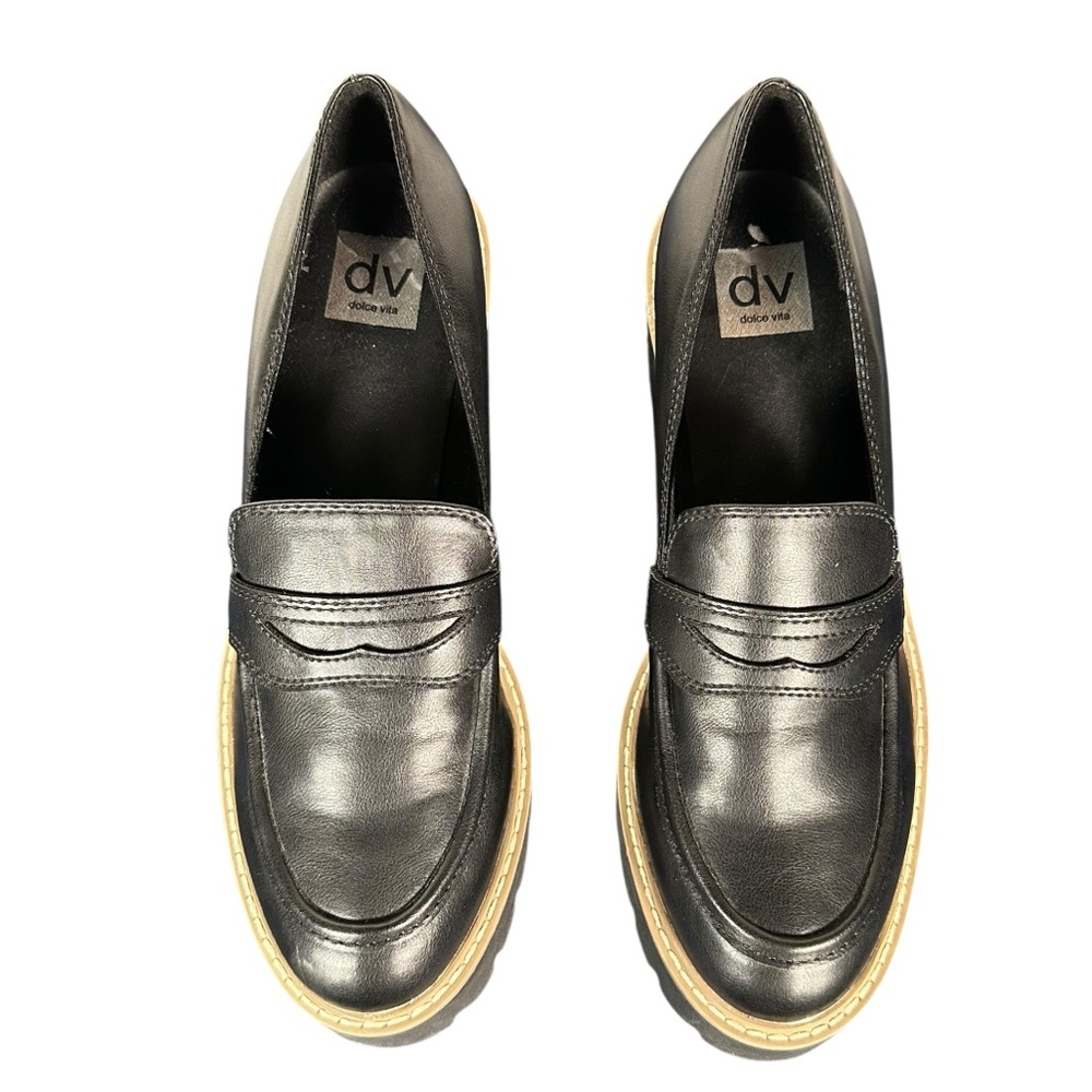 DOLCE VITA Tammy Lug Sole Leather Lug Sole Loafers in black - Picture 7 of 11